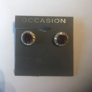 NWT Occasions Purple w/diamond pierced earring
